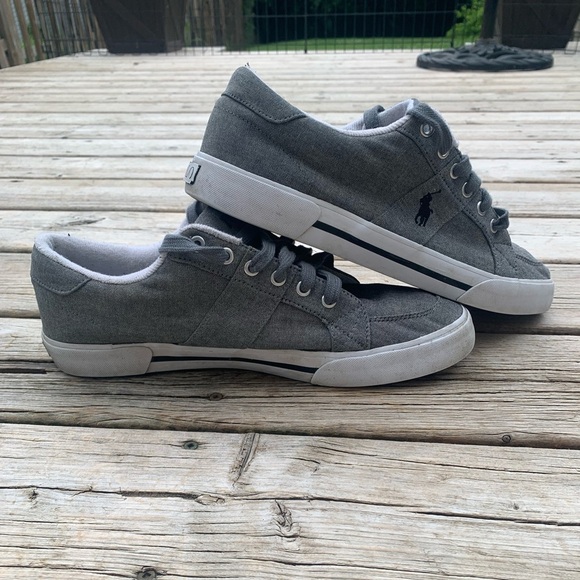 Polo Ralph Lauren Gray Chambray Sneakers - Size 11D Men’s - Picture 2 of 11